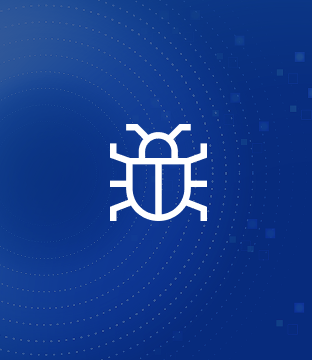 blue background and white bug icon
