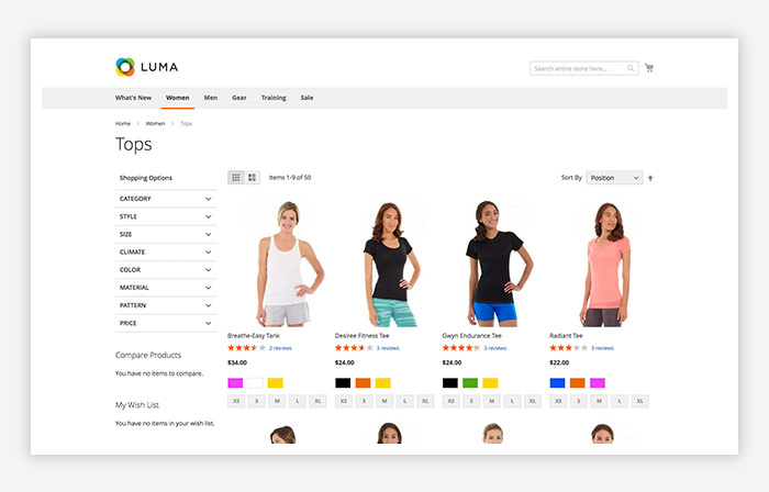 category page luma magento 2 luma template design v F2