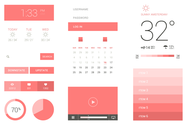 Simple shapes and icons flat ui