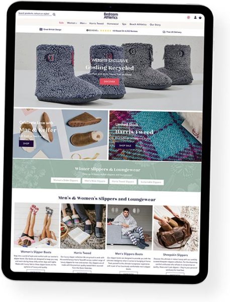 Shopify store design shown on tablet